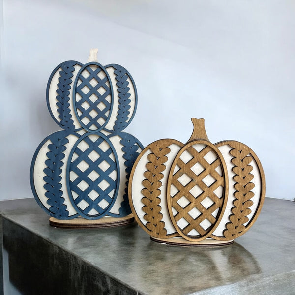 Set of two Sweater Pumpkins Shelf Sitter Kit {unfinished}