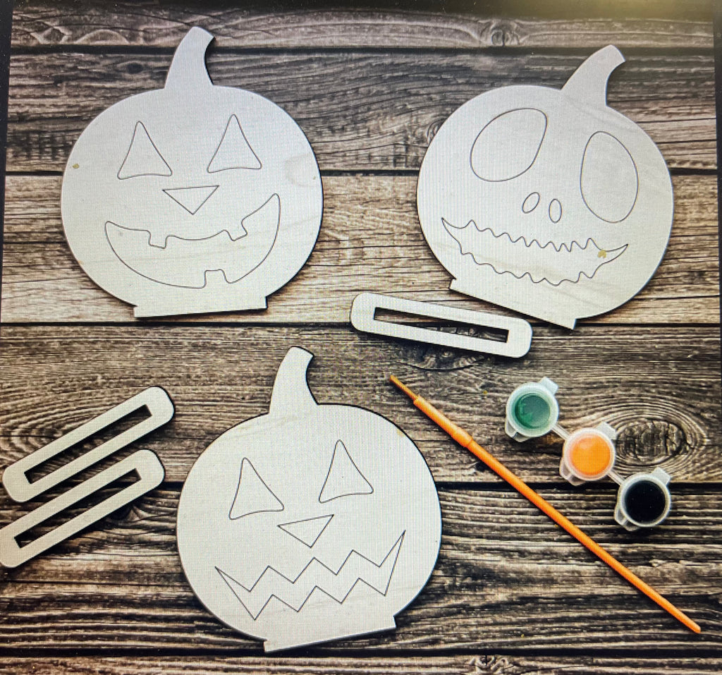 Kid’s Jack-O-Lantern Bundle with paints! (set of 3)