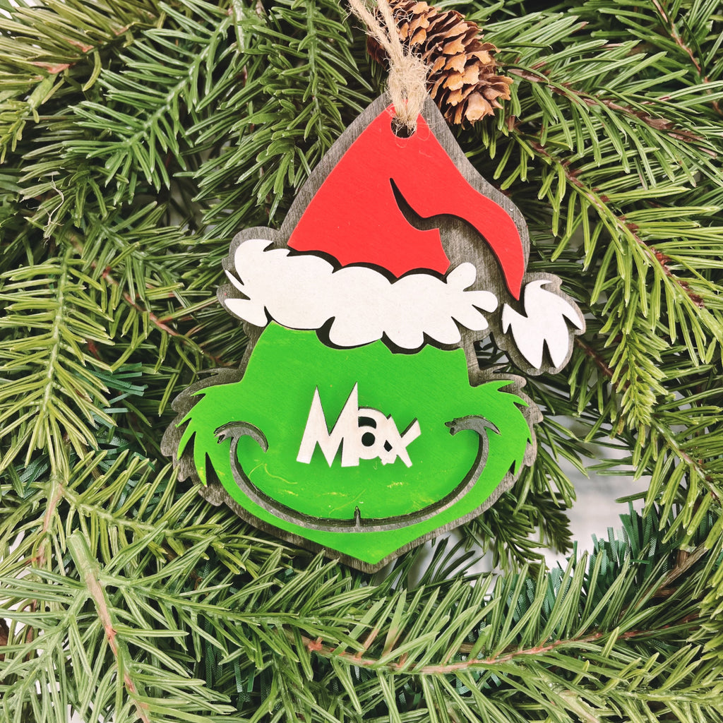 Personalized Grinch (face) Ornament