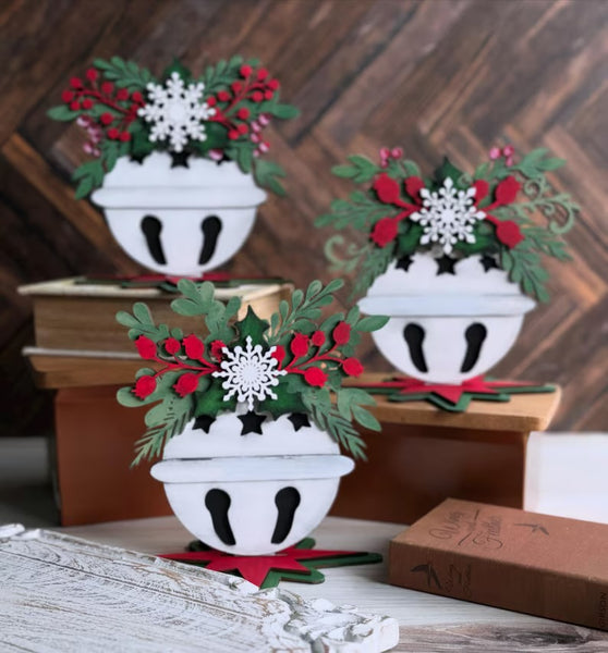 Christmas Bells with Holly (set of 3)