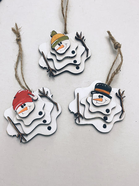 Melted Snowmen Christmas Ornament Set of three