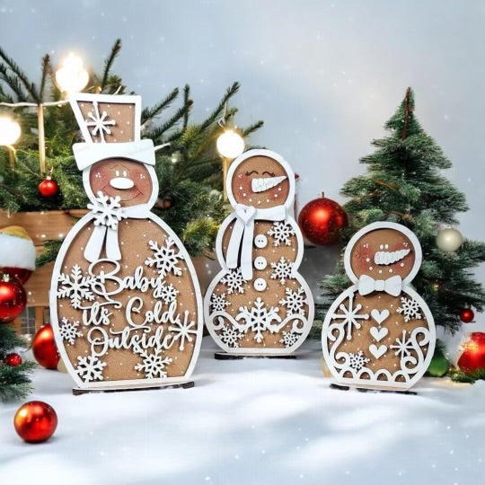 Gingerbread Snowman Trio Shelf Sitter