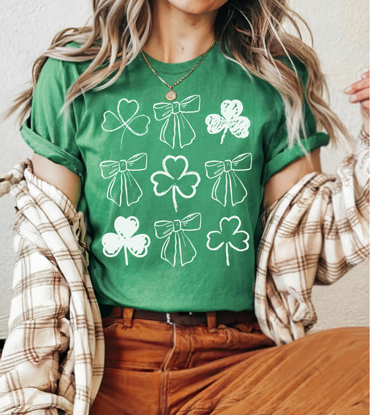 Coquette Bows and Clovers St. Patty’s Bella Canvas Tee (pre-order