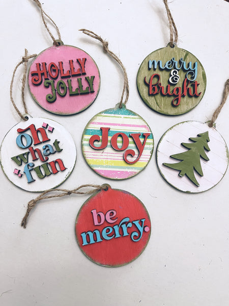 Retro Christmas Ornament Set of six