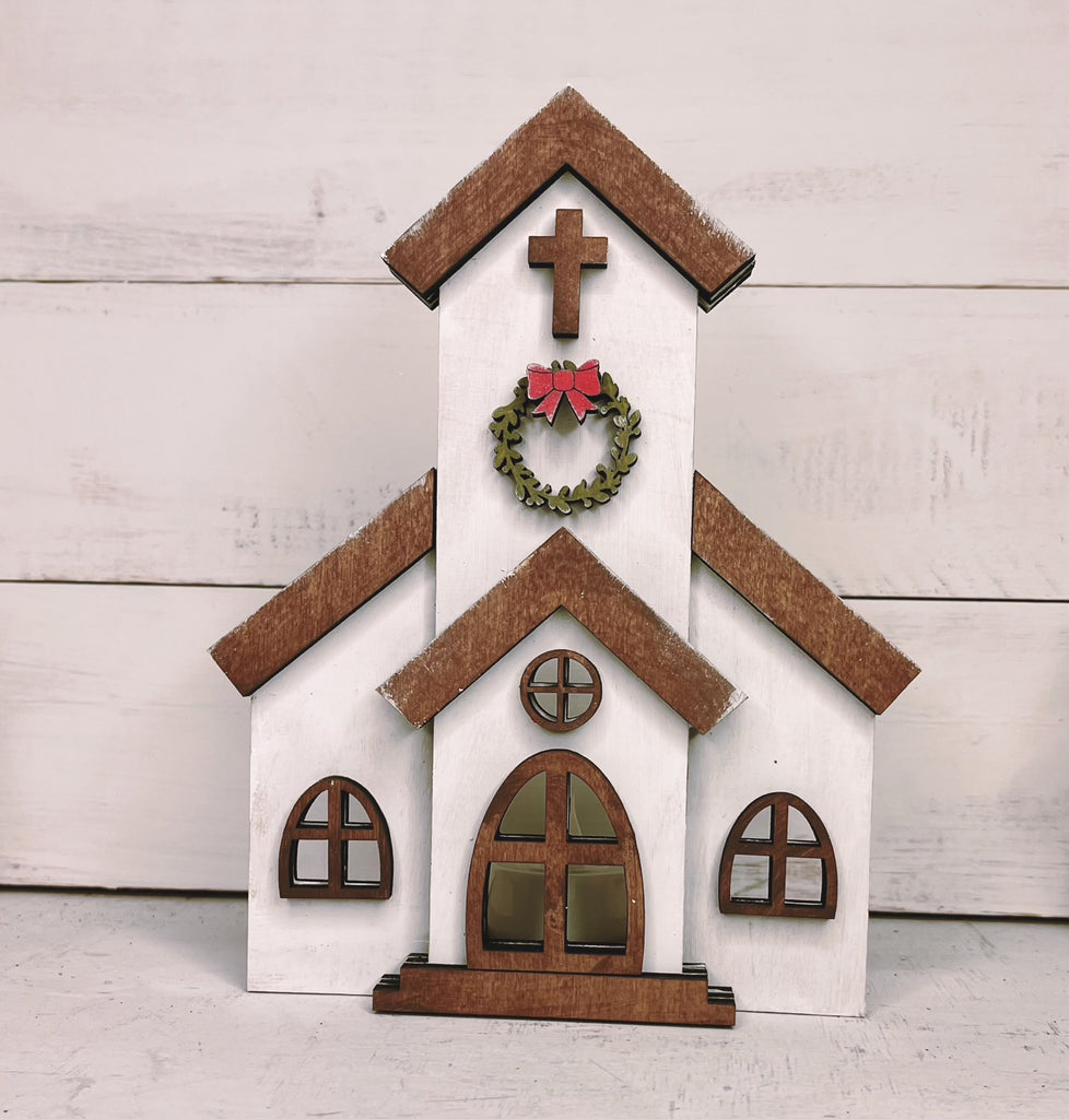 Christmas Church Shelf Sitter