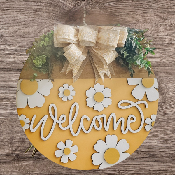 Welcome with flowers Door Hanger Kit {unfinished}