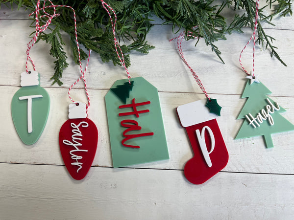 Retro Acrylic Custom Ornament/Stocking Tags