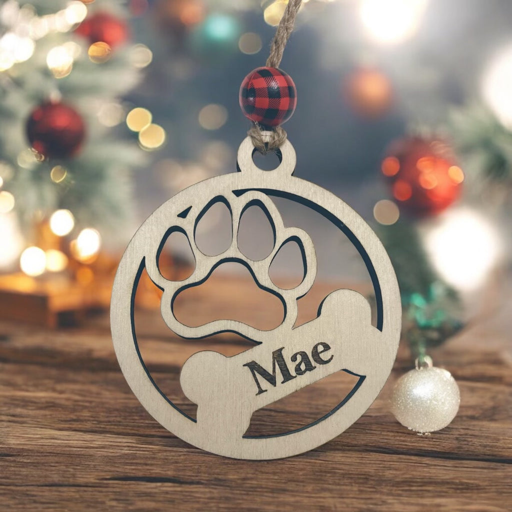 Personalized Engraved Wood Animal Ornament