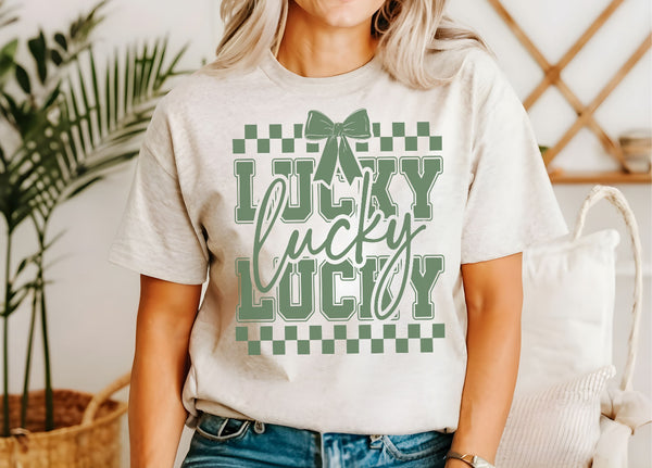 Checkered Lucky St. Patty’s Bella Canvas Tee (pre-order)