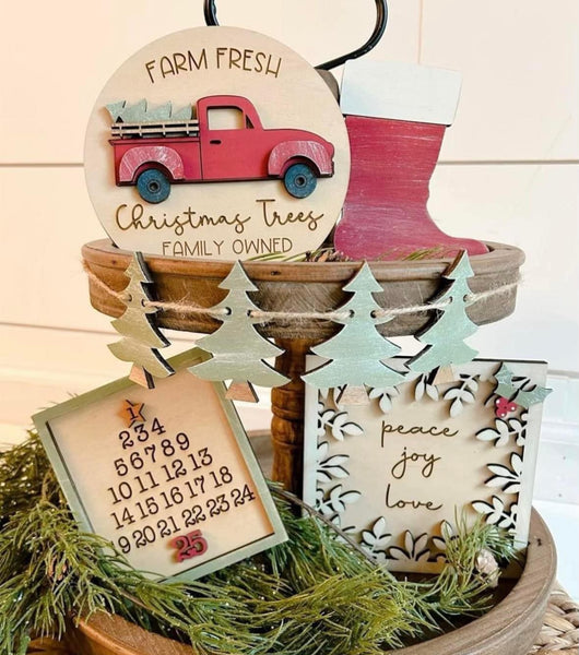 Farm Fresh Christmas Tree Tiered Tray Kit {unfinished}